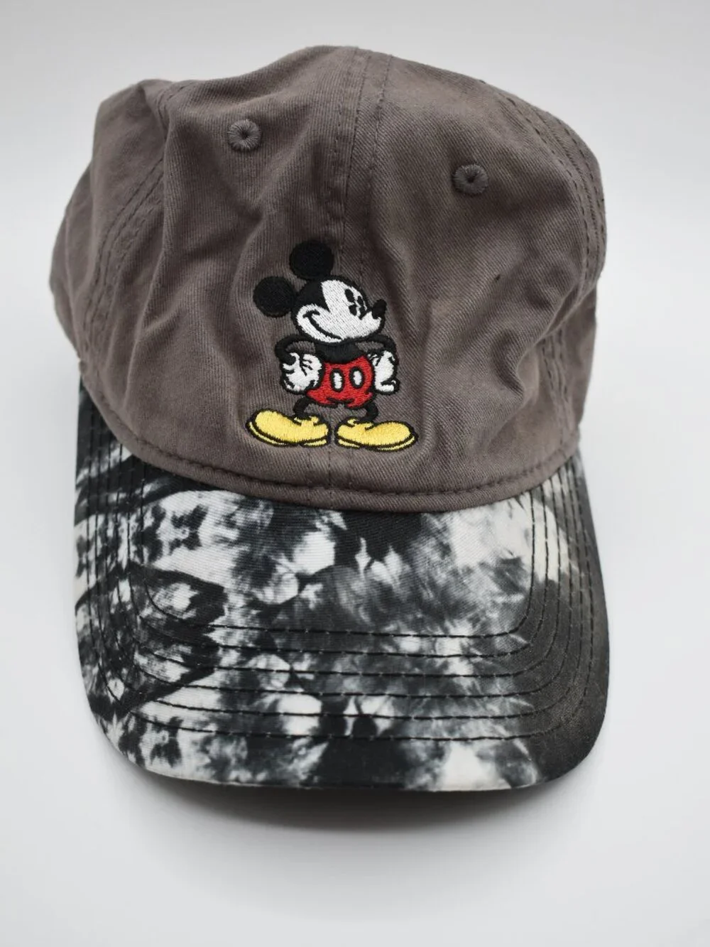 Disney Mickey Mouse Dad Hat Gray Tie Dye Adjustable Baseball Cap Embroidered Cap